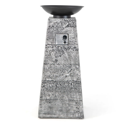 48'' Outdoor Propane Fire Bowl Column W/ Lava Rocks & PVC Cover 30,000 BTU