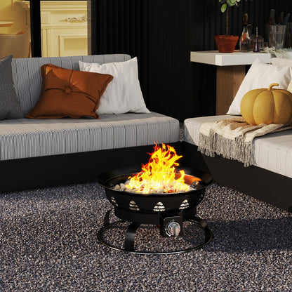 21 Inch Diameter Propane Gas Fire Pit Patio Portable Fire Bowl-Black