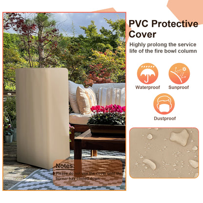 48'' Outdoor Propane Fire Bowl Column W/ Lava Rocks & PVC Cover 30,000 BTU