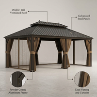 14 Ft. X 20 Ft. Double Galvanized Steel Roof Aluminum Frame Outdoor Patio Hardtop Gazebo with Netting and Curtains — Lifestyle