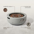 24 In. 50000 BTU Gray Propane Gas Fire Pit Bowl round Steel Fire Pit for outside Patio Deck Garden Backyard