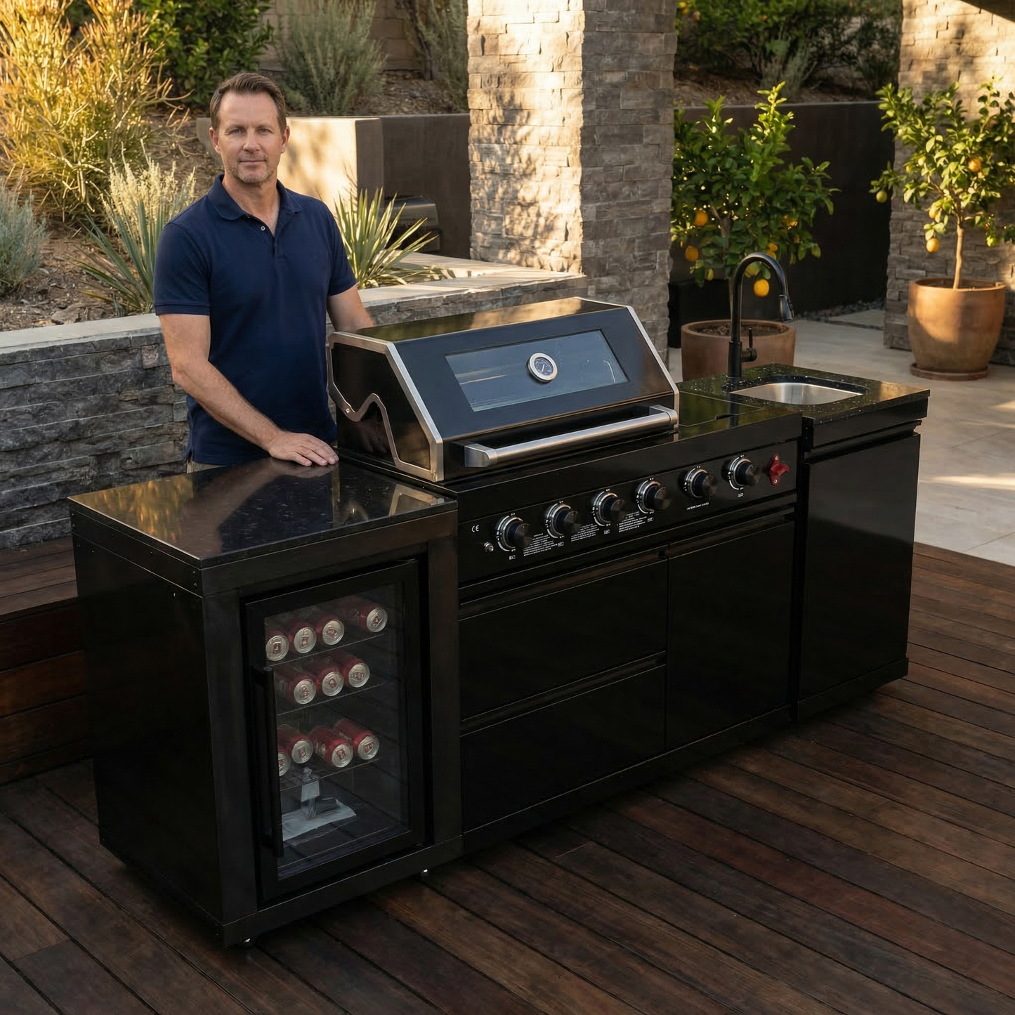 4-Burner Deluxe Stainless Steel Propane Gas Outdoor Kitchen Grill