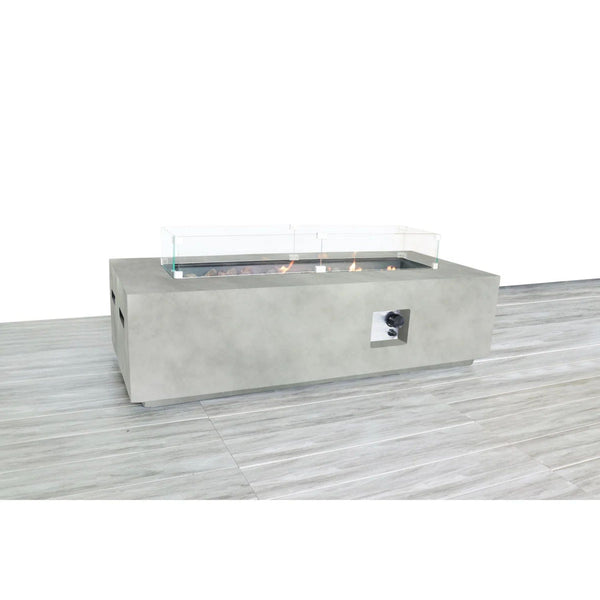 Rectangular Propane Fire Pit Table With Fiber Reinforcement And Adjustable Flame Control - Gray