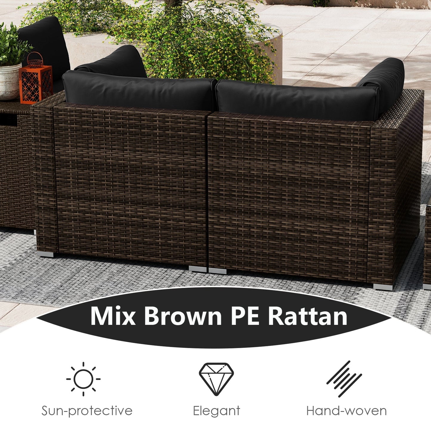 7 Pieces Outdoor Furniture Set with 32 Inch Fire Pit Table and Propane Tank Cover