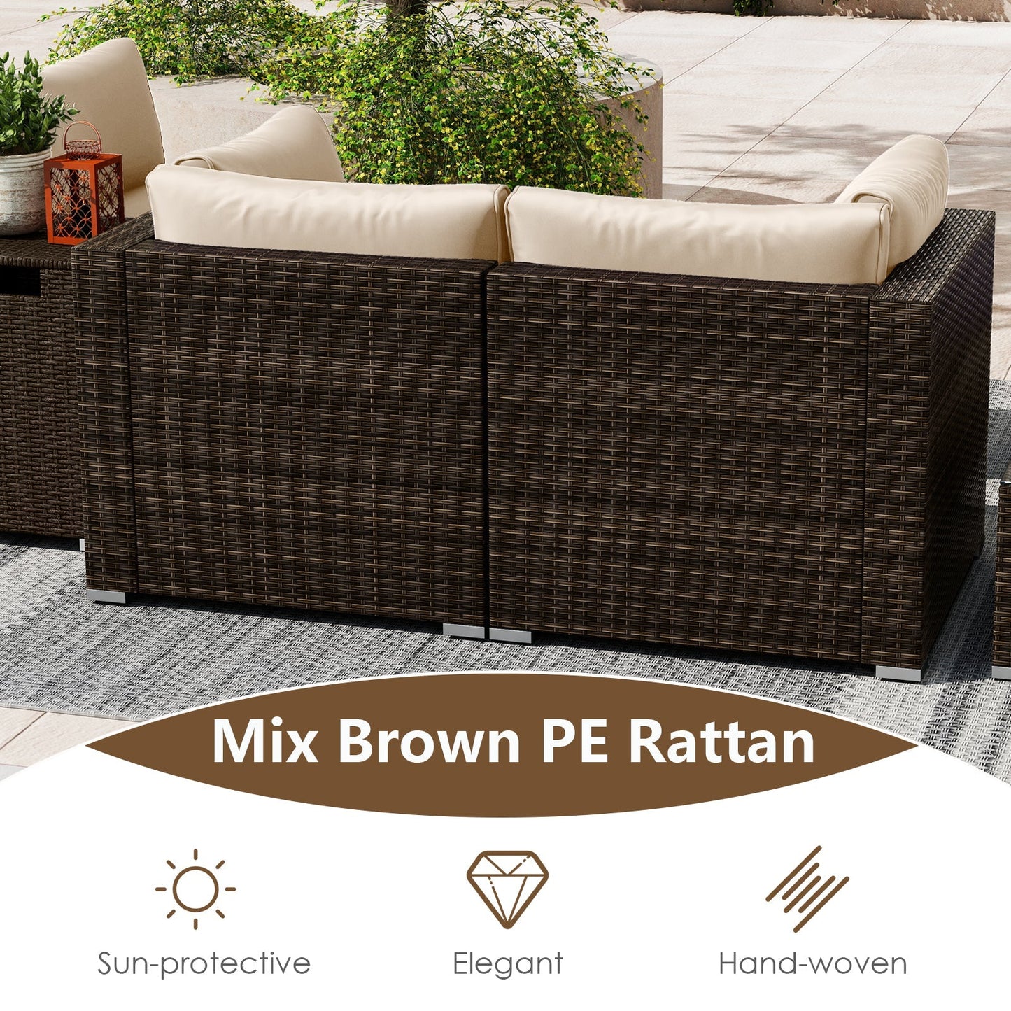 7 Pieces Outdoor Furniture Set with 32 Inch Fire Pit Table and Propane Tank Cover