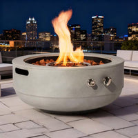 24 In. 50000 BTU Gray Propane Gas Fire Pit Bowl round Steel Fire Pit for outside Patio Deck Garden Backyard