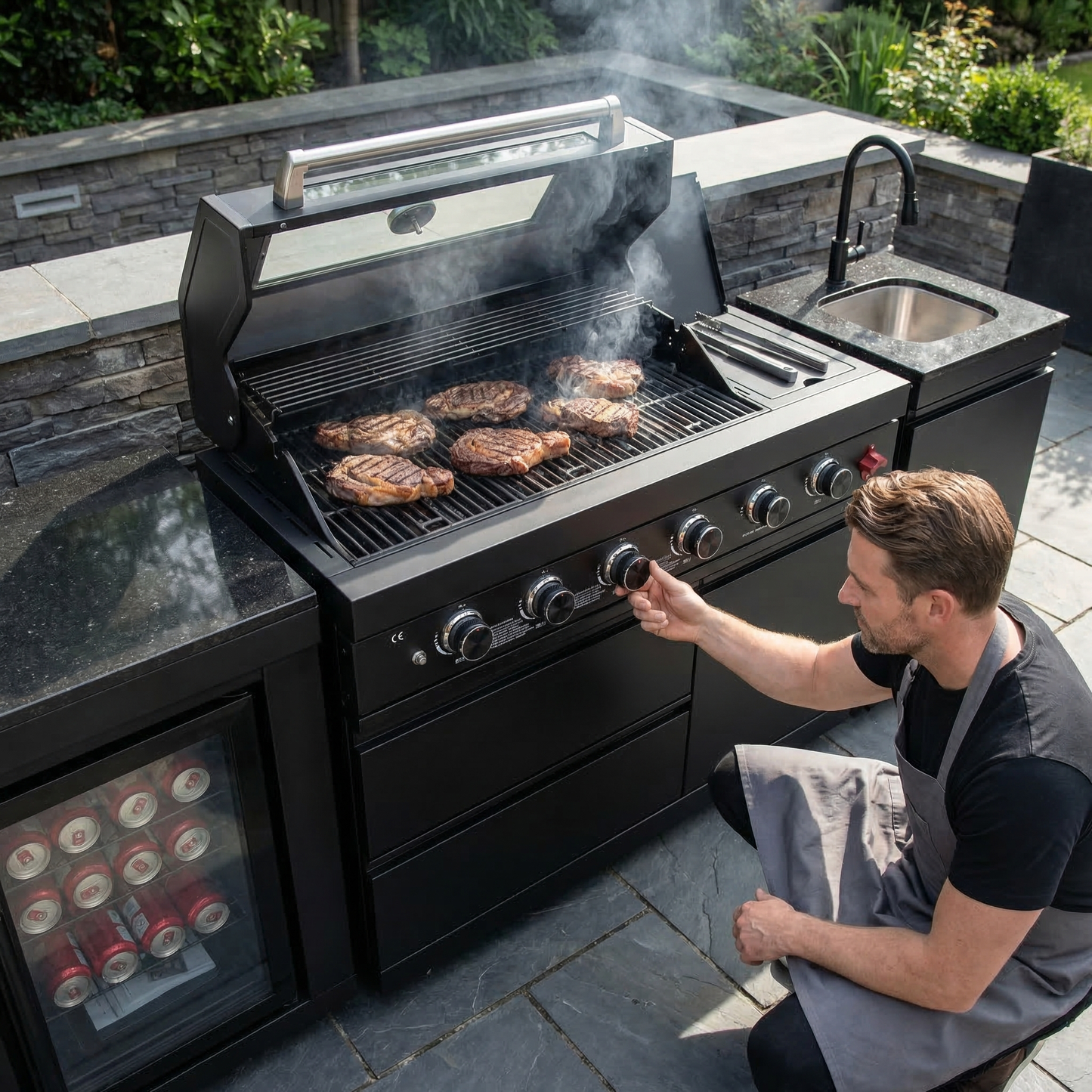 4-Burner Deluxe Stainless Steel Propane Gas Outdoor Kitchen Grill