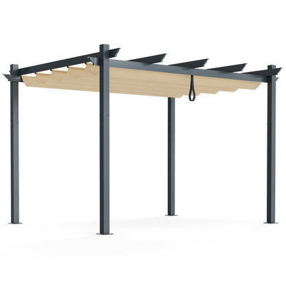 10 x 12 Feet Outdoor Aluminum Retractable Pergola Canopy Shelter Grape Trellis