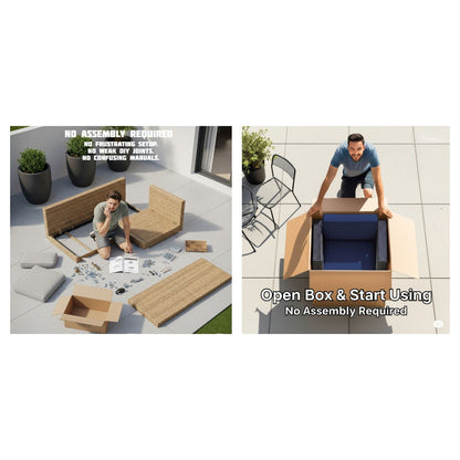 Modern Patio Rattan Sectional Set With Cushions
