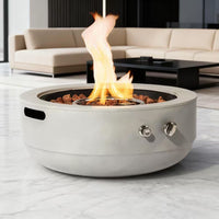 24 In. 50000 BTU Gray Propane Gas Fire Pit Bowl round Steel Fire Pit for outside Patio Deck Garden Backyard