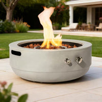 24 In. 50000 BTU Gray Propane Gas Fire Pit Bowl round Steel Fire Pit for outside Patio Deck Garden Backyard