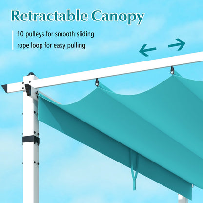 Outdoor Pergola with Retractable Canopy and Aluminum Frame