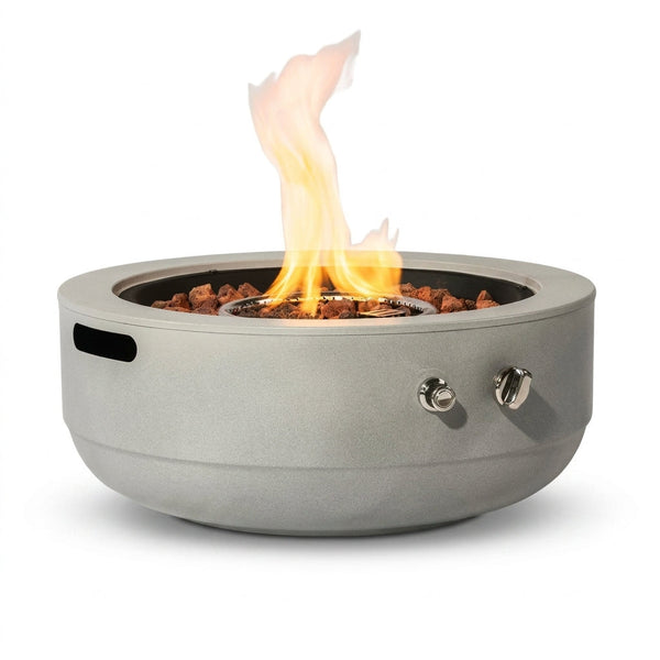 24 In. 50000 BTU Gray Propane Gas Fire Pit Bowl round Steel Fire Pit for outside Patio Deck Garden Backyard