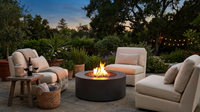 32 In. W X 13.5 In. H Iron Propane Gas Burning round Outdoor Patio Fire Pit in Dark Grey — Lifestyle