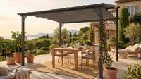 Metal Pergola with Canopy — Lifestyle